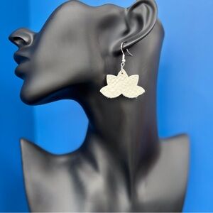 Leather cut out Lotus Flower earrings
